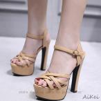 ショッピングサンダル レディース 歩きやすい サンダル レディース 14cmヒール ハイヒール サンダル 厚底 歩きやすい 疲れない ストーム グラディエーター ストラップサンダル 痛くない 黒 太ヒール