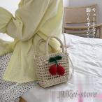 かごバッグ さくらんぼ柄 カゴバッグ ストローバッグ ハンドバッグ ショルダーバッグ 夏 籠バッグ カバン サマーバッグ デート 鞄 可愛い