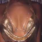 ビキニチェーン ボディチェーン アクセサリー ジュエリー レディース ラインストーン キラキラ ビーチハーネス ボディアクセ ネックレス おしゃれ セ