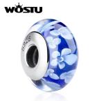 Yahoo! Yahoo!ショッピング(ヤフー ショッピング)【新品】Wostu シルバー925 ムラーノガラス チャーム 泡 バブル加工 ブルーフラワー