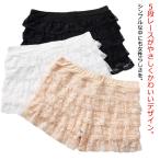 パニエ フリル 透け防止 ペチコート ショーツ 1分丈 スパッツ 総レース ショート ペチパンツ 下着 ショートパンツ ドレス スカート ペチパン ペ