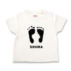 【赤ちゃんTシャツ】足形 半袖 80 90 100 110 出産祝い 手形足形 出産記念 内祝い ギフト 記念 プレゼント ベビー服 キッズ 名入れ 足型原寸