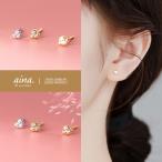 Yahoo! Yahoo!ショッピング(ヤフー ショッピング)ピアス レディース 金属アレルギー対応 ニッケルフリー SV925 プラチナ仕上げ 18金仕上げ K18GP ハート パヴェ 小さい 小さめ 両耳用 20代 30代 40代