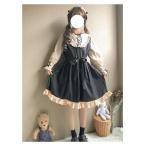 ベージュ　ロリータ　コスプレ　可愛い　長袖　ワンピース　ゴスロリ　ゴシック　ファッション