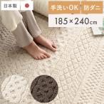 ショッピングパイル ラグ ラグマット カーペット おしゃれ 洗える 絨毯 じゅうたん 長方形 3畳 日本製 パイル地 ケーブルニット調 北欧 床暖房 ホットカーペット対応 185×240cm