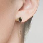 ピアス　１８金　パライバトルマリン　ブラックトルマリンインクォーツ　K18　シンプル　スタッドピアス　片耳　チェーン