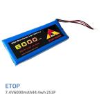 ETOP 7.4V6000mAh44.4wh 2S1P　（P3系.P4系.INS系のプロポバッテリーに）