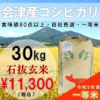 【30kg 玄米（石抜色選済み）】30年会津産コシヒカリ一等米（産地直送・送料無料地域あり）
