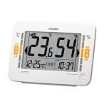 CITIZEN シチズン/新環境目安付き 高精度デジタル温湿度計/カレンダー 電波時計 時刻 温度 湿度 見やすい シンプル/白パール色 8RZ232-003