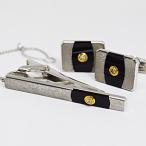 即納　半額/シルバー・K18ゴールド　ダイヤモンド/カフスボタン・ネクタイピンセット(代引き不可）