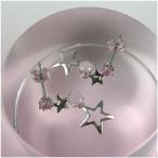 ■【K14ホワイトゴールド】キュービック・ミルキーピンク☆星のピアス　(代引不可)