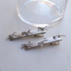 ヘアアクセサリー レディース ヘアピン ヘアアレンジ シルバー ブラック リボン  シンプル まとめ髪 髪飾り ajiro accessory【2本セット】 H026