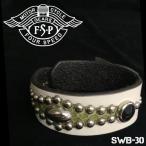ajito FourSpeed フォースピード スタッズ ストーン レザーブレスレット バイカーアクセサリー アイボリー （swb-30/IVORY×KHAKI）