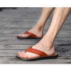 ビーチサンダル メンズ おしゃれ PU 革 合皮 シンプル ビーチサンダル 茶 ブラウン 軽量 海水浴 ビーサン サーフ サンダル 大きい アウトドア