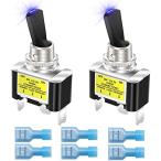 Kiligen ロッカーライト付きトグルスイッチ 2個 12V 30A 高耐久 レーシングカー 自動車 自動 SPST オン/オフ トグルスイッ