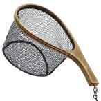 CHEUNG WIN ランディングネット 渓流 ラバーネット タモ網 軽量 木製 曲柄 フライフィッシング カヤック タモ 渓流釣り トラウト管