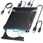 2025革新型・6In1新モデル dvdドライブ 外付け cdドライブ 光学ドライブ 外付け dvd cd/dvdプレーヤー USB3.0 薄型