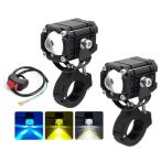 スーパーブライト バイク LED フォグランプ 車 プロジェクター ホワイト イエロー ブルー ストロボ 4発光モード 防水 12V 汎用 バイ