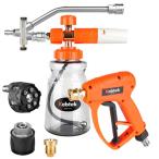 ショッピング高圧洗浄機 水洗車と泡洗車をワンタッチで切り替えるデュアルコネクター付き・ねじれ防止Kebtek 高圧洗浄機 ショートガンKarcher対応 スイベル付き