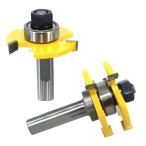 Morisho トリマー ビット セット t型 ほぞ カッター 溝 6.35mm 超硬 木工 工具 ガイド ベアリング ストレート シャンク 1