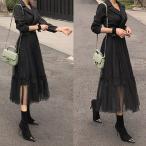 大坪奈津子さん着用 芸能人 アナウンサー ワンピース スカート チュール スカートワンピ ロング丈 お出掛け リゾート ワンピース カジュドレ