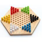 Sasuga 木製 六角 チェッカー ゲーム ボードゲーム 子ども 知育玩具 大人 でも楽しめる 脳トレ おもちゃ (ナチュラル)