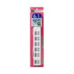 エルパ WLS-LU61EB W スイッチ付タップ LEDランプ 上挿し 6個口 1m ELPA 朝日電器
