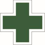 【メール便選択可】緑十字 233131 ヘルメット用ステッカー マーク HL-131 34×34mm 5枚組 反射タイプ