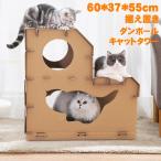 キャット猫タワー 二階建 据え置き 猫グッズ 爪とぎ ダンボール 小部屋 ストレス解消 可愛い 手作り DIY キャットハウス