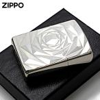 Zippo ジッポライター アーマー ローズ 薔薇 バラ ホワイトニッケル バレル加工 ARMOR Shimmer Rose Nバレル メール便専用商品