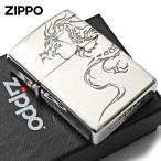 Zippo ジッポライター 龍 ドラゴン 2面連続加工 銀メッキ いぶし仕上げ Tiger & Dragon 2SI-DR2 メール便専用商品