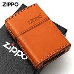 Zippo ジッポライター 革巻き 牛革 レザー ジッポ ロゴ キャメル ハンドメイド 手縫い REAL LEATHER ZIPPO LOGO LB-5 メール便専用商品