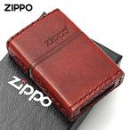 Zippo ジッポライター 革巻き 牛革 レザー ジッポ ロゴ レッド ハンドメイド 手縫い REAL LEATHER ZIPPO LOGO RD-5 メール便専用商品