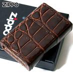ショッピングzippo Zippo ジッポライター 革巻き 本革 クロコダイル ワニ 茶 ブラウン メール便専用商品