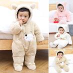 ジャンプスーツ ベビー服 カバーオール 女の子 男の子 ロンパース 防寒着 新生児 フード付き アウター 秋冬コート 出産祝い 百日祝い