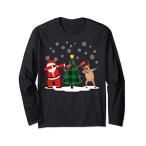 Christmas Tree Dabbing Santa Funny Reindeer Dabbing Family 長袖Tシャツ