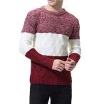 AOWOFS メンズ セーター 厚手 クルーネック 丸首 大きいサイズ 長袖 ファッション 秋冬 ブラック レッド ブルー