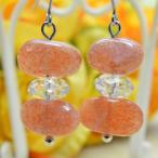 Yahoo! Yahoo!ショッピング(ヤフー ショッピング)（自信・成功） ピアス サンストーン 太陽の石 ＆ 水晶 天然石 パワーストーン チタンフック／樹脂フック／キャッチタイプ変更可