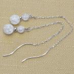Yahoo! Yahoo!ショッピング(ヤフー ショッピング)（潜在能力・浄化） クラック水晶 4mm & 6mm アメリカンチェーンロングピアス 天然石 パワーストーン