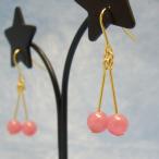 天然石Gピアスインカローズ5mm丸...