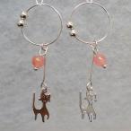 天然石ノンホールピアスインカローズ...