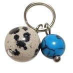 ショッピングダルメシアン ダルメシアンジャスパー ＆ トルコ石 ターコイズ 二重丸カン付き 天然石 チャーム ストラップ バッグチャーム キーホルダー スマホアクセサリー パワーストーン