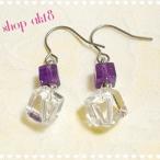 Yahoo! Yahoo!ショッピング(ヤフー ショッピング)（直感力・才能）アメジスト＆水晶キューブ ピアス 天然石 パワーストーン  チタンフック／樹脂フック／キャッチタイプ変更可