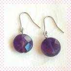 Yahoo! Yahoo!ショッピング(ヤフー ショッピング)（直感力・才能）アメジストコイン形 ピアス 天然石 パワーストーン  チタンフック／樹脂フック／キャッチタイプ変更可