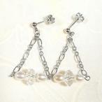 Yahoo! Yahoo!ショッピング(ヤフー ショッピング)ゆらゆら三角形ピアス 水晶＆淡水パール 天然石 パワーストーン  チタンフック／樹脂フック／キャッチタイプ変更可