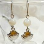 Yahoo! Yahoo!ショッピング(ヤフー ショッピング)（夢・願望）ホワイトシェル＆貝殻 ピアス 天然石 パワーストーン チタンフック／樹脂フック／キャッチタイプ変更可