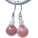 インカローズ（ロードクロサイト） ゆらゆらピアス 天然石ピアス パワーストーン 良質天然石 開運 チ ...