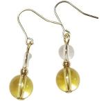 Yahoo! Yahoo!ショッピング(ヤフー ショッピング)シトリン6mm 水晶4mm ピアス ゆらゆらピアス 天然石ピアス パワーストーン 良質天然石 開運 チタンフック/樹脂フック/キャッチタイプ変更可