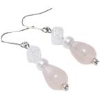 Yahoo! Yahoo!ショッピング(ヤフー ショッピング)ローズクオーツしずく8mm クラック水晶キューブ ピアス ゆらゆらピアス 天然石ピアス パワーストーン 良質石 チタンフック/樹脂フック/キャッチタイプ変更可