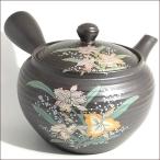 大きい急須 横手 急須 国産 使いやすい ステンレス製の固定式茶こしアミ付  かぶら黒泥カトレア